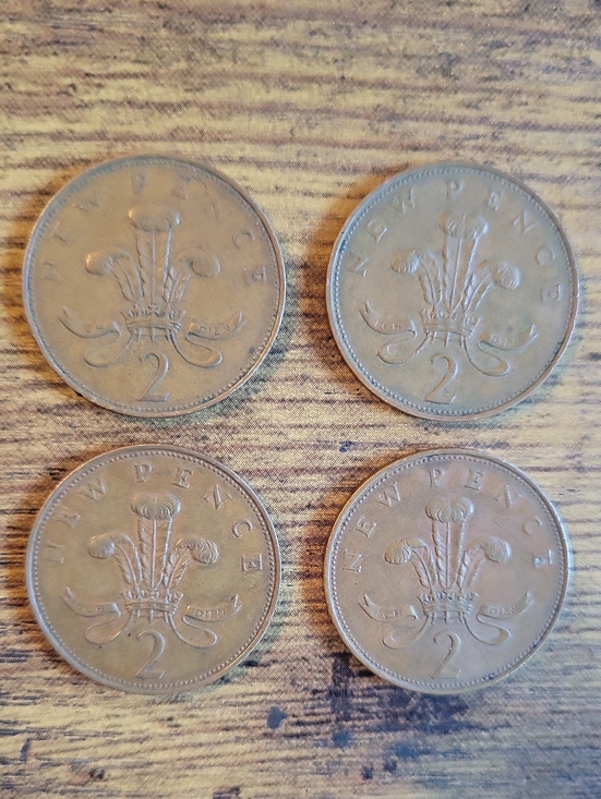 Other - Vintage 1971 United Kingdom Two New Pence Coins- Brown Tones- Lot Of 4